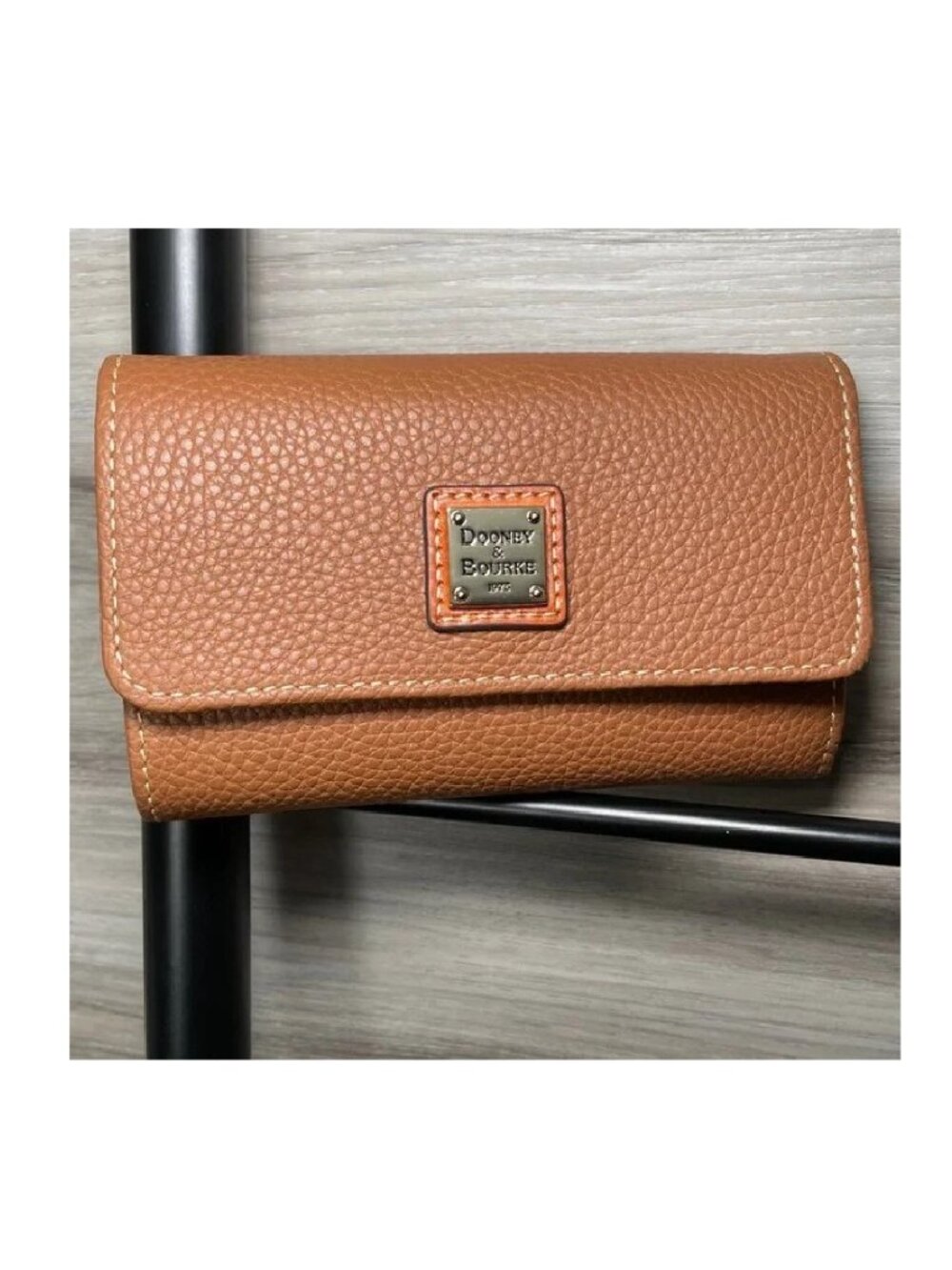 NWT- Women's Dooney & Bourke Pebble Leather Flap Wallet, Caramel